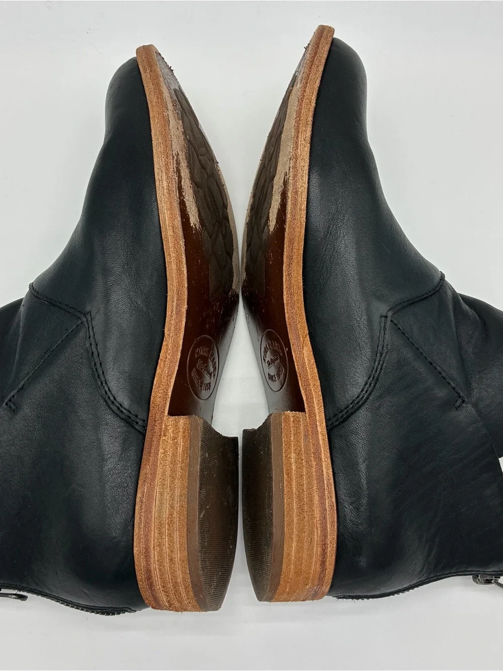 Kork-Ease Black Leather Back Zip Ankle Boots Size 7